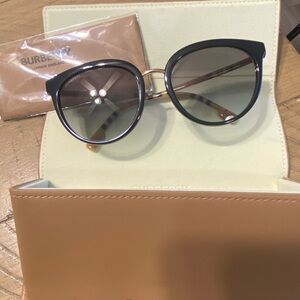 Burberry Black Cat-Eye Sunglasses with Metallic Accents